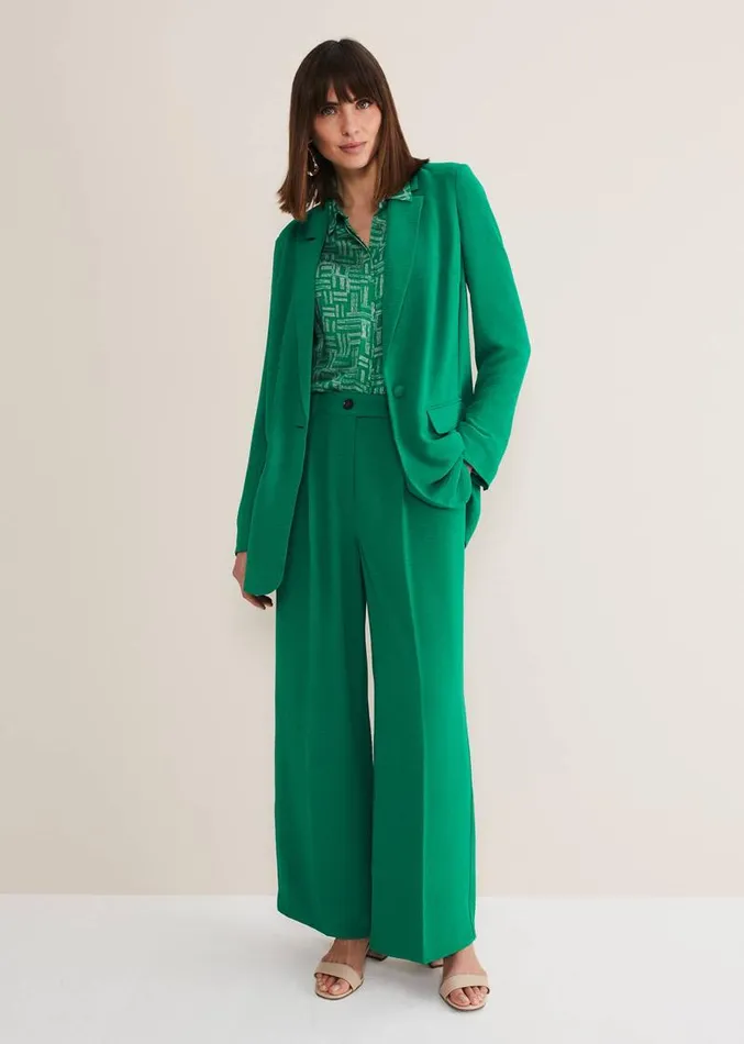 Opal Wide Leg Trousers Green Women Phase Eight Trousers