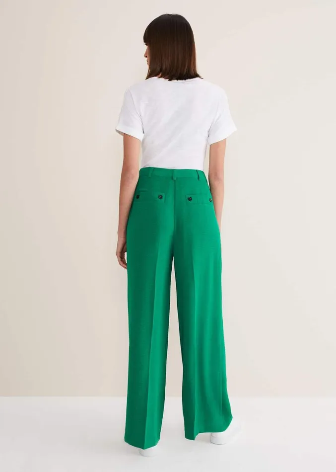Opal Wide Leg Trousers Green Women Phase Eight Trousers