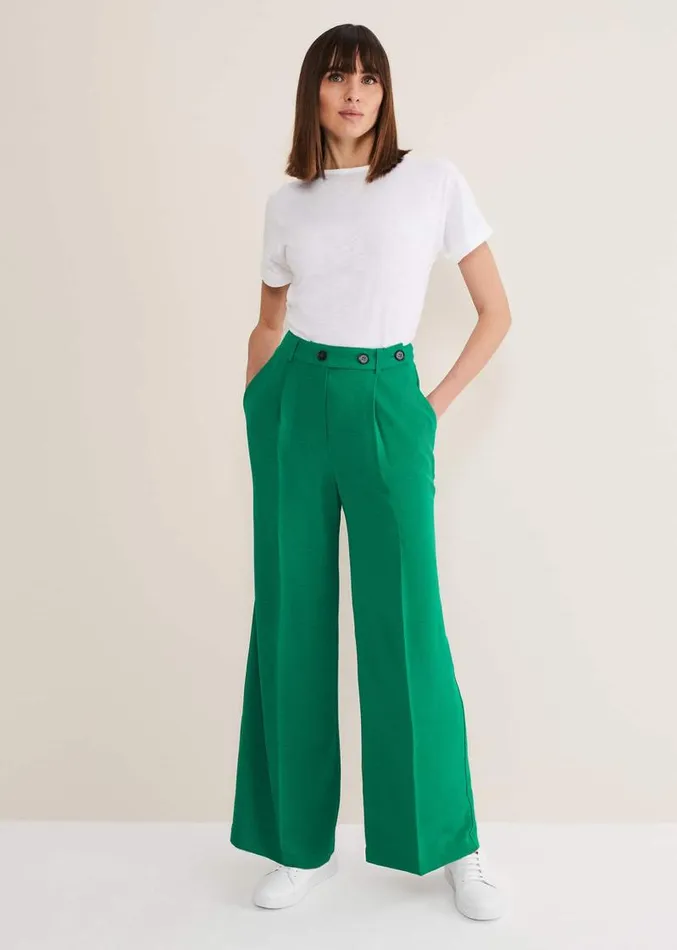 Opal Wide Leg Trousers Green Women Phase Eight Trousers