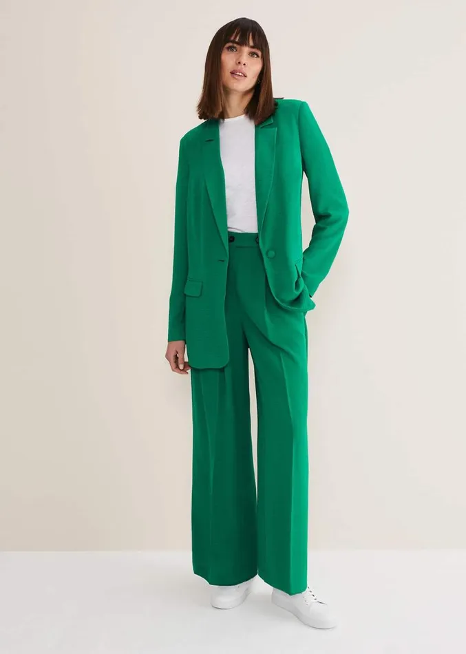 Opal Wide Leg Trousers Green Women Phase Eight Trousers