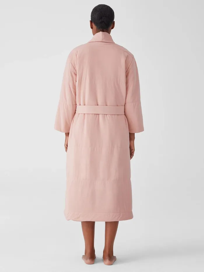 Organic Cotton Cozy Interlock Quilted Robe Powder Women Eileen Fisher Sleepwear