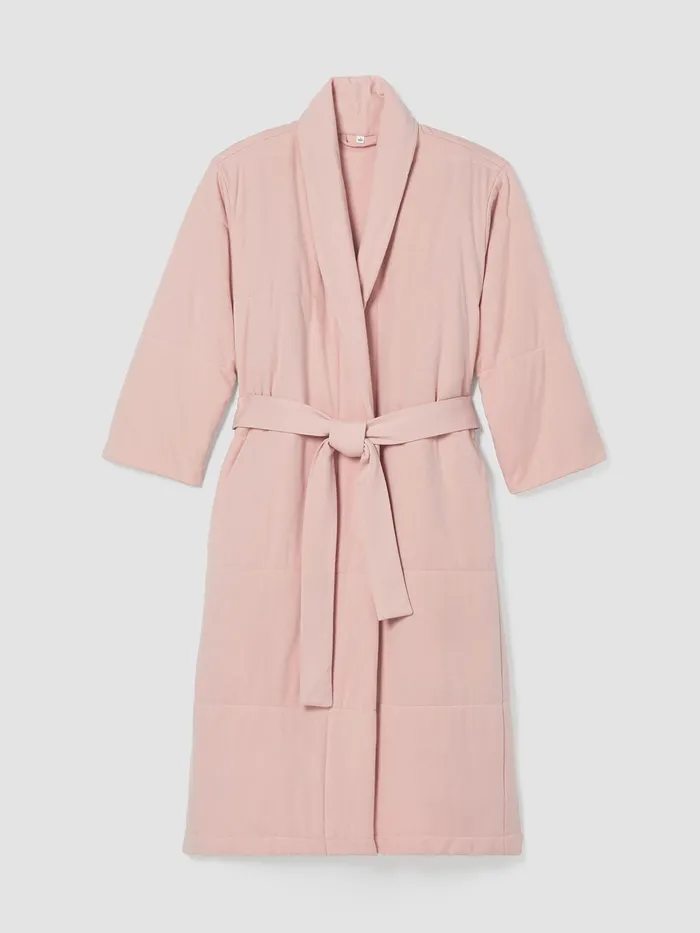 Organic Cotton Cozy Interlock Quilted Robe Powder Women Eileen Fisher Sleepwear