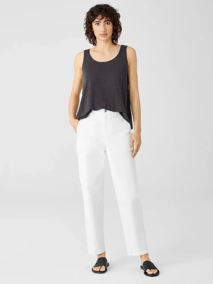 Organic Cotton Denim Tapered Pant White Women Eileen Fisher Denim