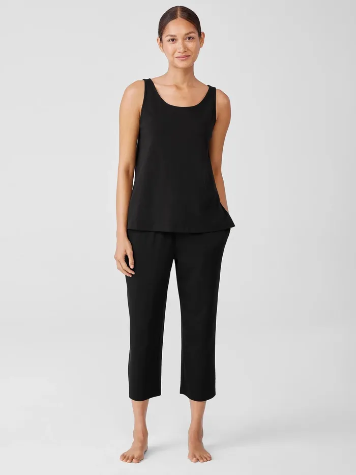 Organic Cotton Interlock Scoop Neck Sleep Tank Black Women Eileen Fisher Sleepwear