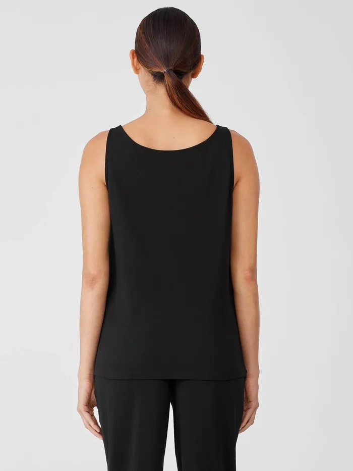 Organic Cotton Interlock Scoop Neck Sleep Tank Black Women Eileen Fisher Sleepwear
