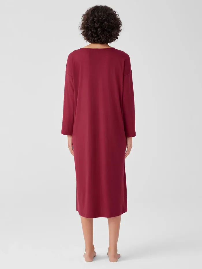 Organic Cotton Interlock Sleep Dress Cranberry Women Eileen Fisher Sleepwear