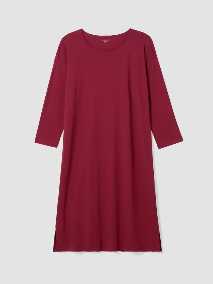 Organic Cotton Interlock Sleep Dress Cranberry Women Eileen Fisher Sleepwear
