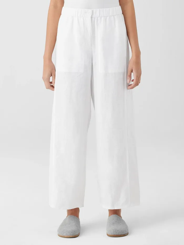 Organic Linen Wide Trouser Pant Black Women Eileen Fisher Tops and Tees