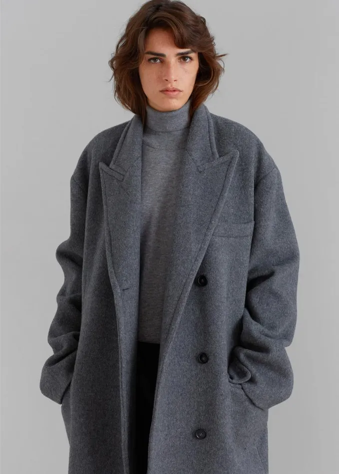 Outerwear Women The Frankie Shop Anya Oversized Coat 8211 Charcoal