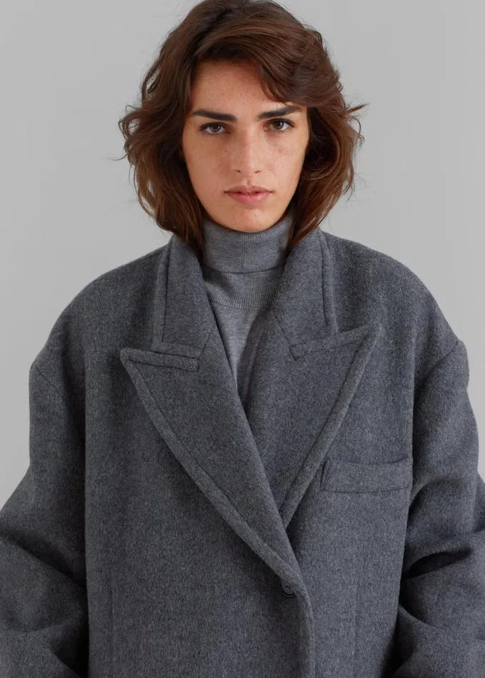 Outerwear Women The Frankie Shop Anya Oversized Coat 8211 Charcoal