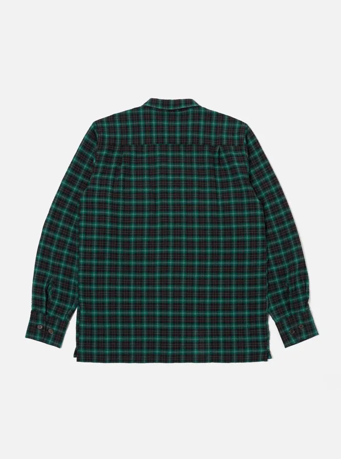 Overshirts Men Universal Works Universal Works LS Utility Shirt In GreenBlack Seersucker Pt Check