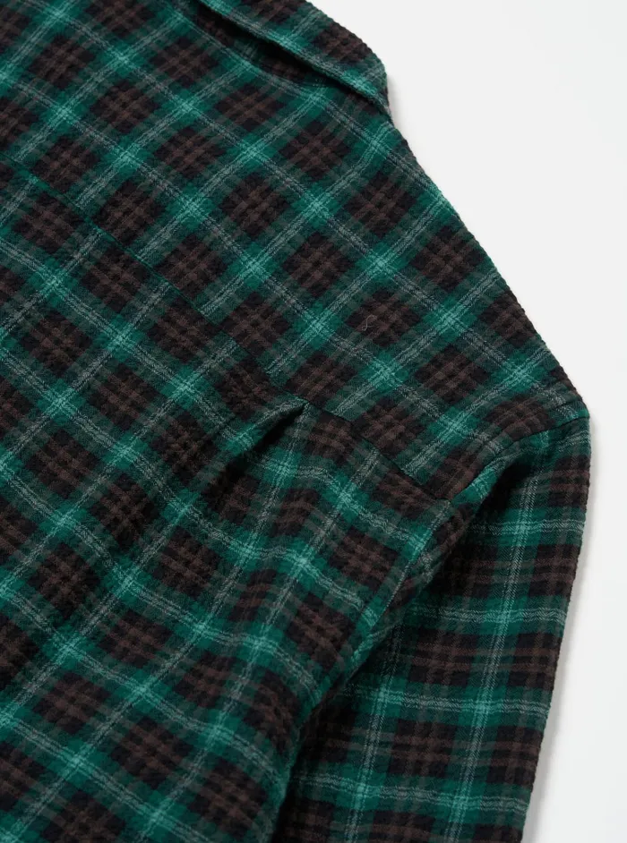 Overshirts Men Universal Works Universal Works LS Utility Shirt In GreenBlack Seersucker Pt Check