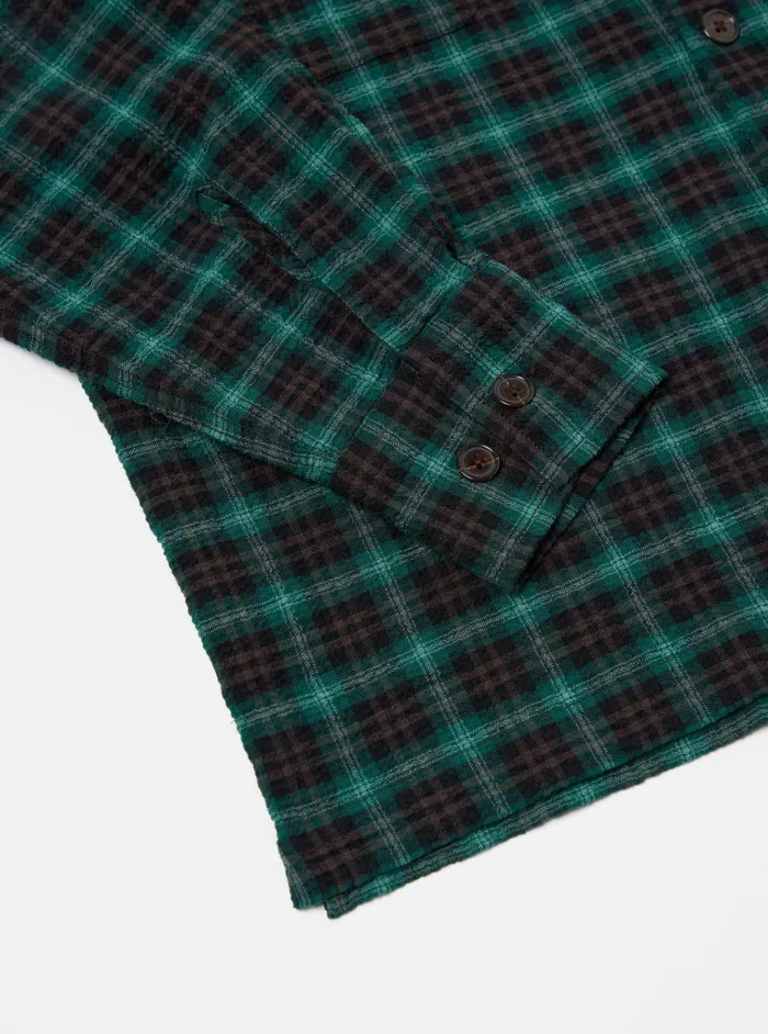 Overshirts Men Universal Works Universal Works LS Utility Shirt In GreenBlack Seersucker Pt Check