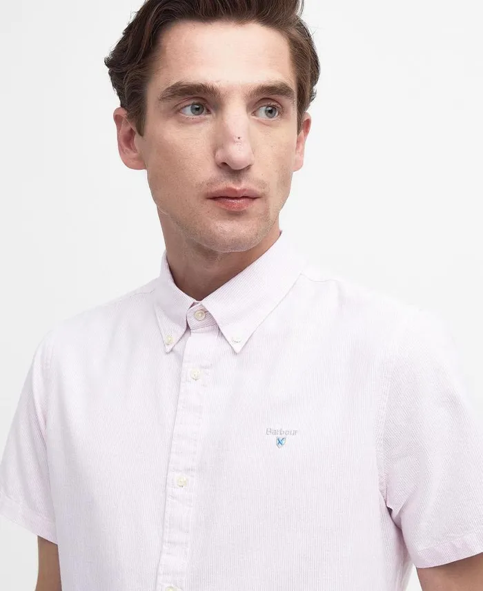 Oxford Tailored ShortSleeved Pinstripe Shirt Classic Pink Men Barbour Shirts
