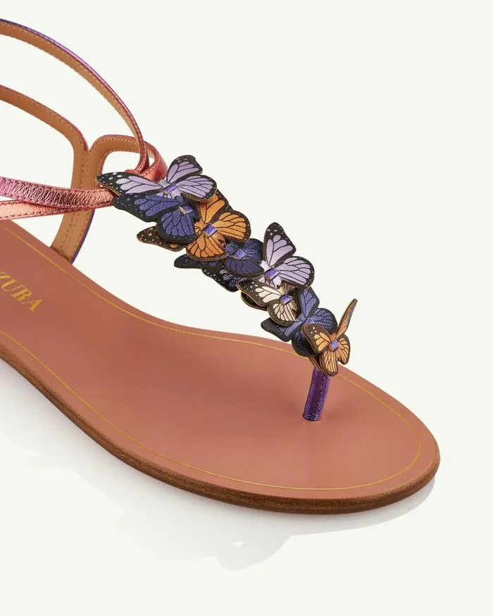 Papillon Sandal Flat Fuchsia Women Aquazzura Sandals Papillon Sandal Flat Fuchsia Women Aquazzura Sandals