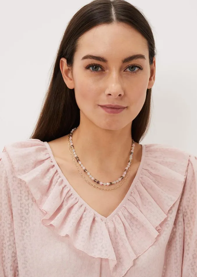 Pastel Bead Layered Necklace Gold Women Phase Eight Jewellery