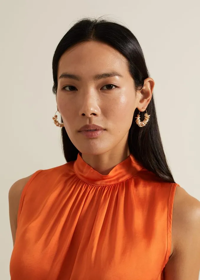 Pearl Detail Hoop Earrings Gold Women Phase Eight Jewellery