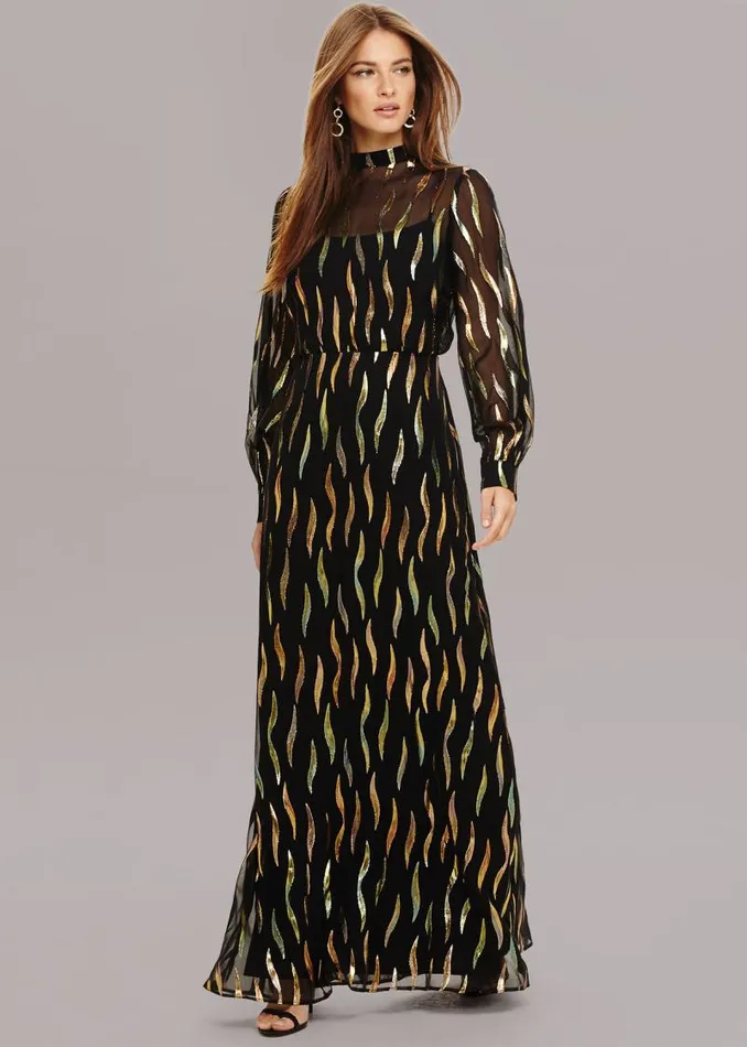 Penny Shimmer Silk Maxi Dress Black Women Phase Eight Dresses