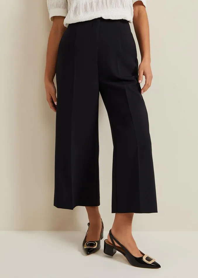 Petite Aubrielle Clean Crepe Culottes Navy Women Phase Eight Trousers