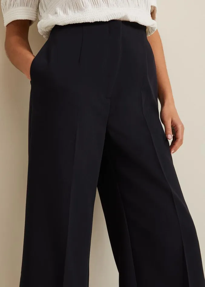 Petite Aubrielle Clean Crepe Culottes Navy Women Phase Eight Trousers