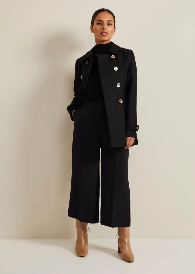 Petite Aubrielle Clean Crepe Culottes Navy Women Phase Eight Trousers