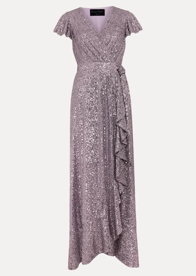 Petite Carina Sequin Maxi Dress Purple Women Phase Eight Dresses