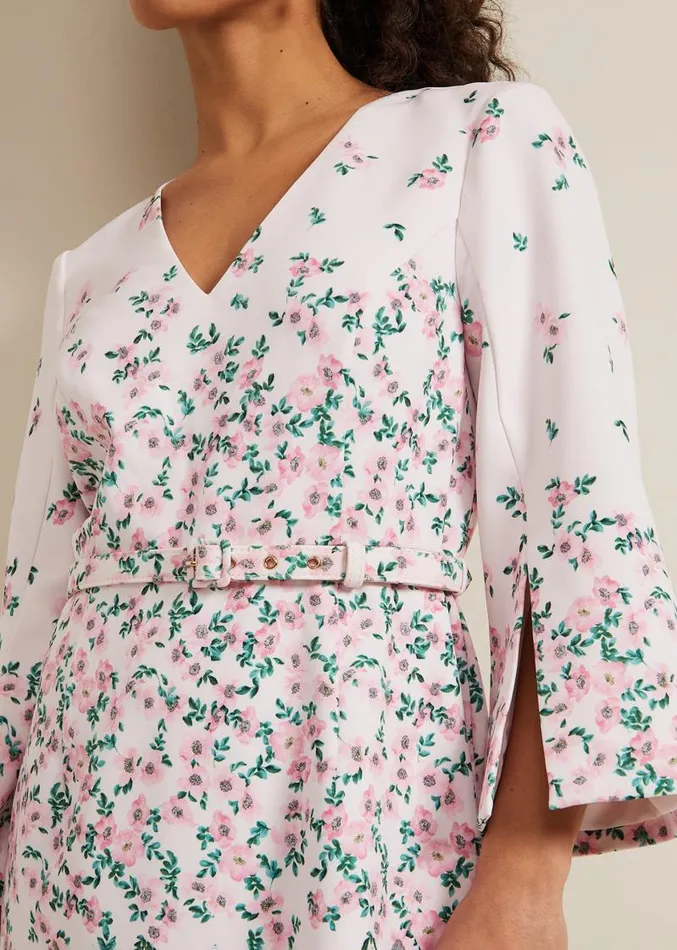 Petite Giovanna Floral Belted Dress Multicoloured Women Phase Eight Dresses