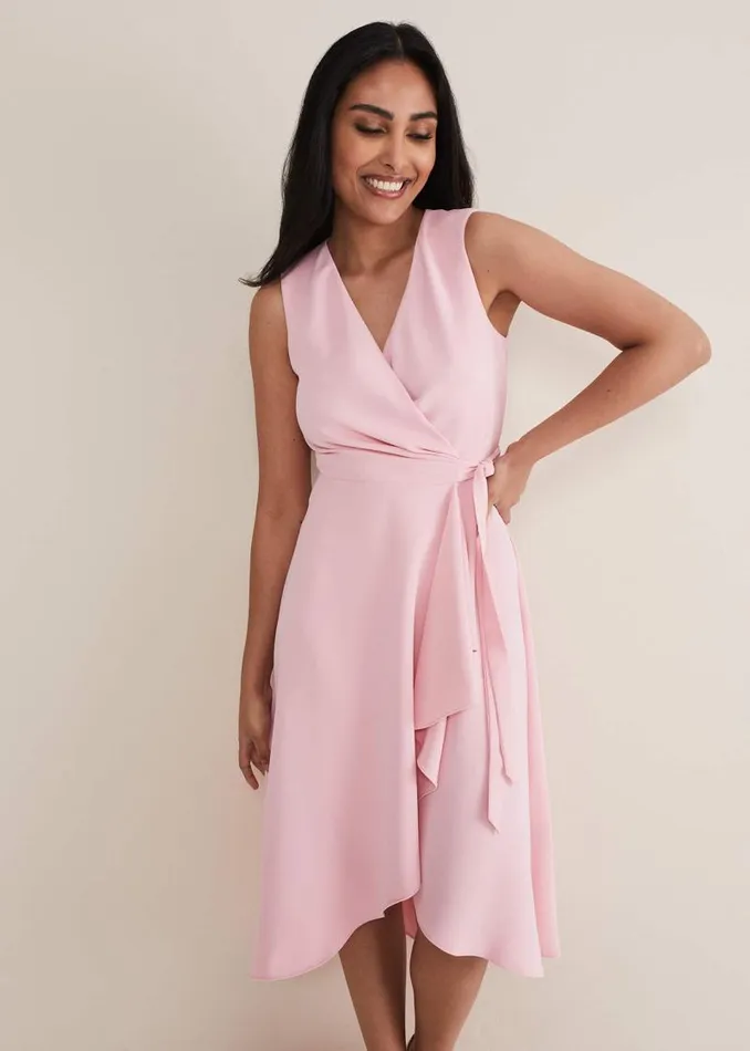 Petite Julissa Sleeveless Ruffle Wrap Midi Dress Soft Pink Women Phase Eight Dresses Petite Julissa Sleeveless Ruffle Wrap Midi Dress Soft Pink Women Phase Eight Dresses