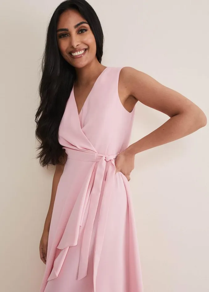 Petite Julissa Sleeveless Ruffle Wrap Midi Dress Soft Pink Women Phase Eight Dresses Petite Julissa Sleeveless Ruffle Wrap Midi Dress Soft Pink Women Phase Eight Dresses