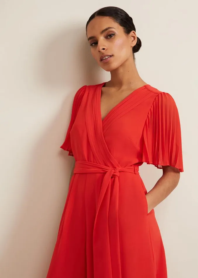 Petite Kendall Pleat Jumpsuit Orange Women Phase Eight Dresses