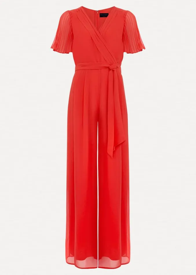 Petite Kendall Pleat Jumpsuit Orange Women Phase Eight Dresses