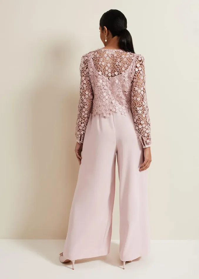 Petite Mariposa Pale Pink Lace Jumpsuit Pale Pink Women Phase Eight Dresses