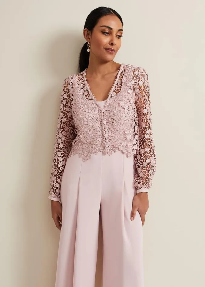 Petite Mariposa Pale Pink Lace Jumpsuit Pale Pink Women Phase Eight Dresses