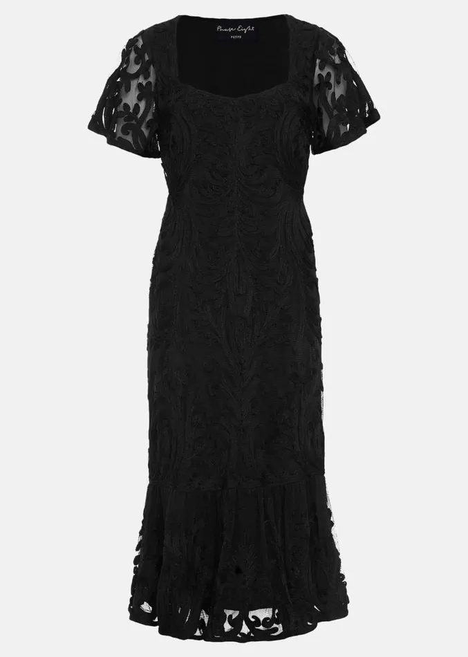 Petite Matilda Tapework Midi Dress Navy Women Phase Eight Dresses
