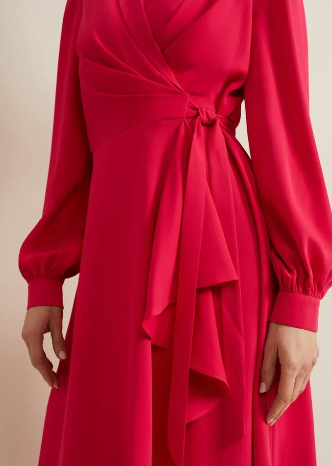 Philippa Long Sleeve Midi Dress Pink Women Phase Eight Dresses