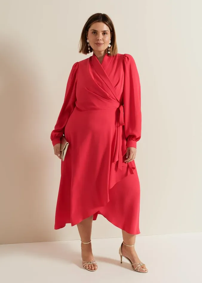 Philippa Long Sleeve Midi Dress Pink Women Phase Eight Dresses
