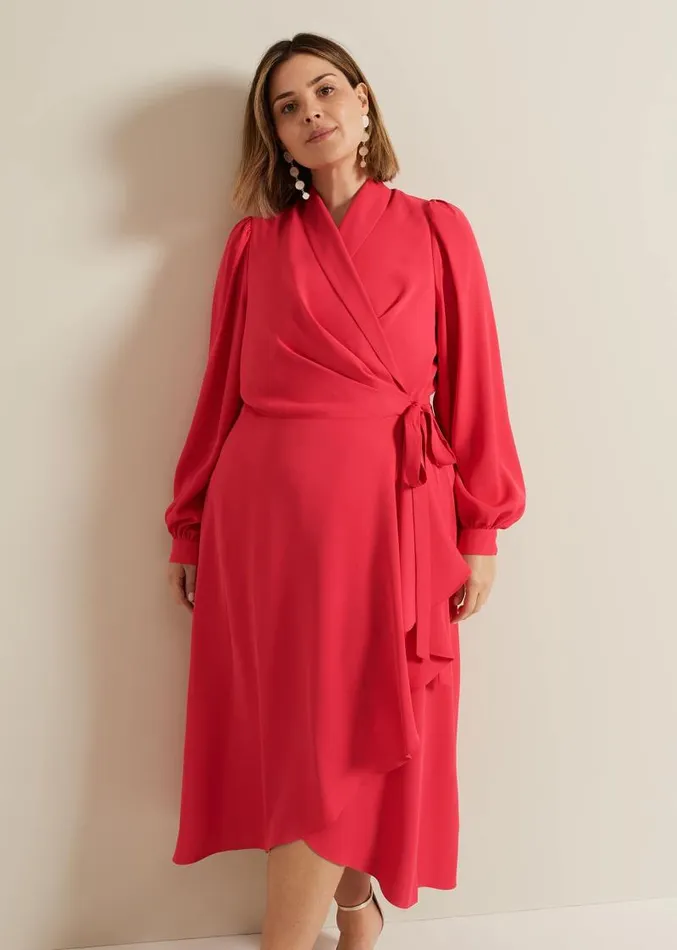 Philippa Long Sleeve Midi Dress Pink Women Phase Eight Dresses