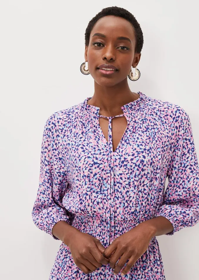 Phillipa Almond Print Short Dress Pink Multi Women Phase Eight Dresses