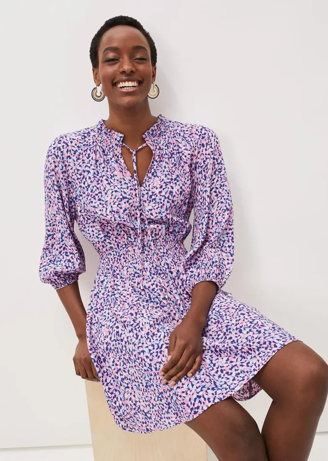 Phillipa Almond Print Short Dress Pink Multi Women Phase Eight Dresses
