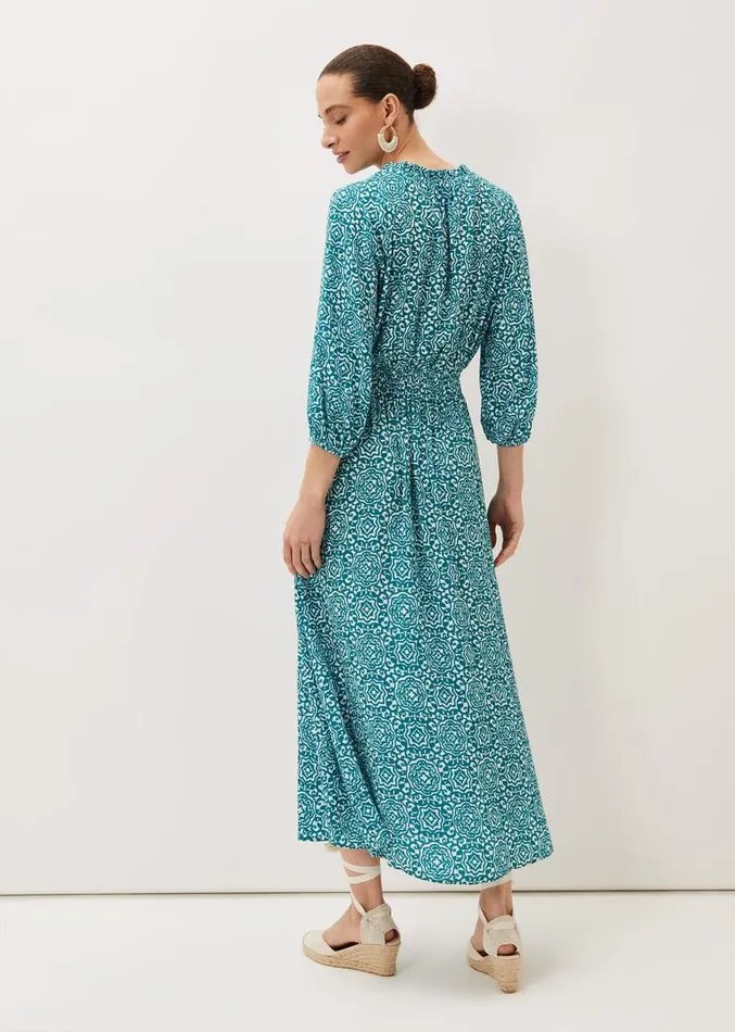 Phillipa Tile Print Midaxi Dress Tealivory Women Phase Eight Dresses