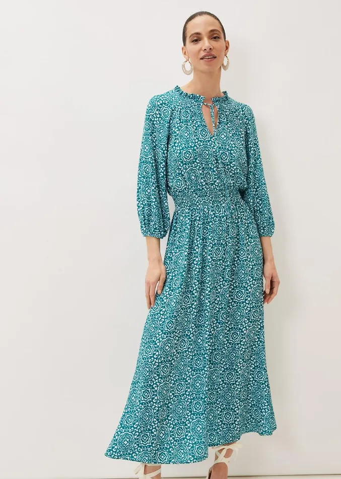 Phillipa Tile Print Midaxi Dress Tealivory Women Phase Eight Dresses