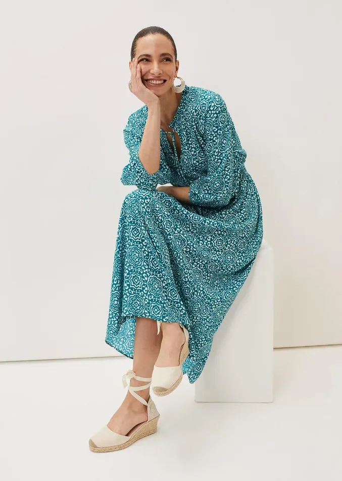 Phillipa Tile Print Midaxi Dress Tealivory Women Phase Eight Dresses