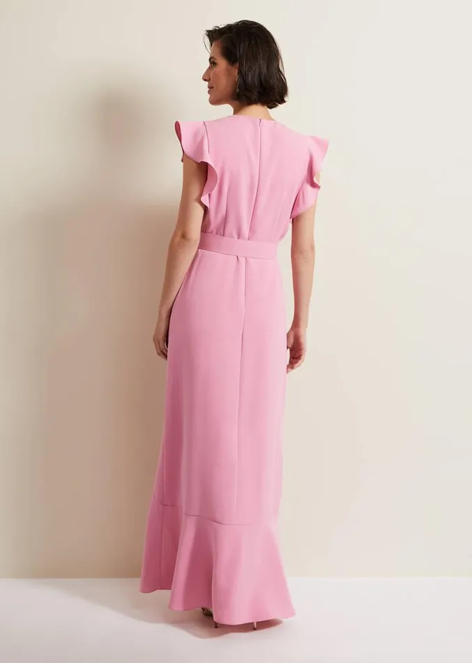Phoebe Frill Maxi Dress Pink Women Phase Eight Dresses