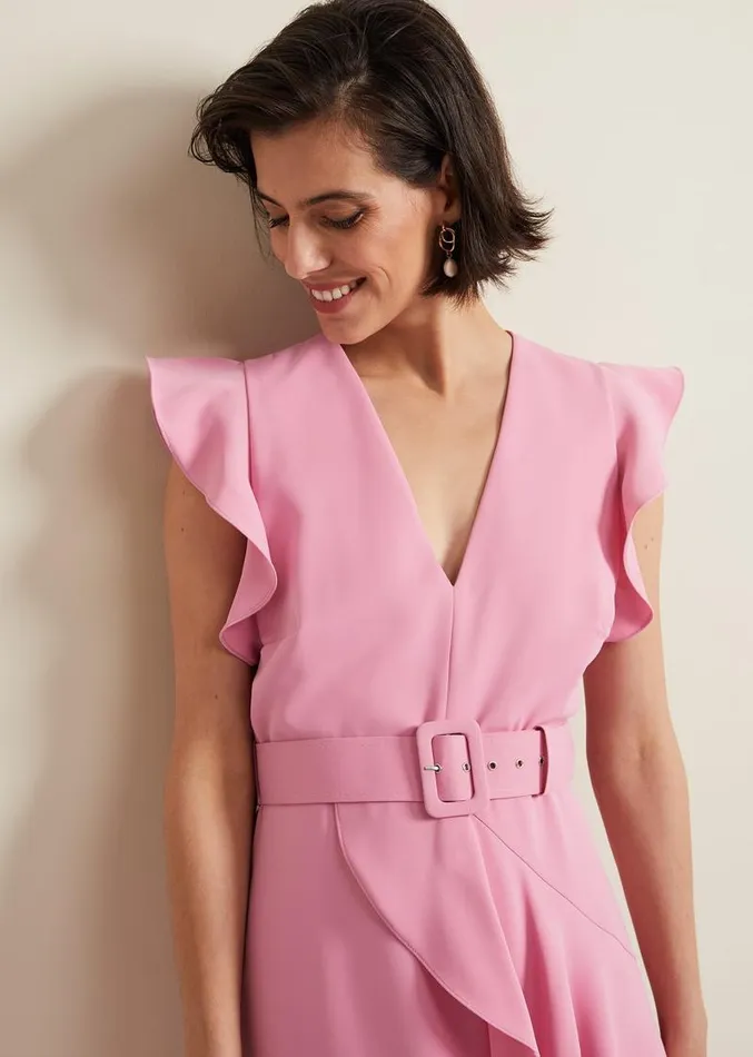 Phoebe Frill Maxi Dress Pink Women Phase Eight Dresses