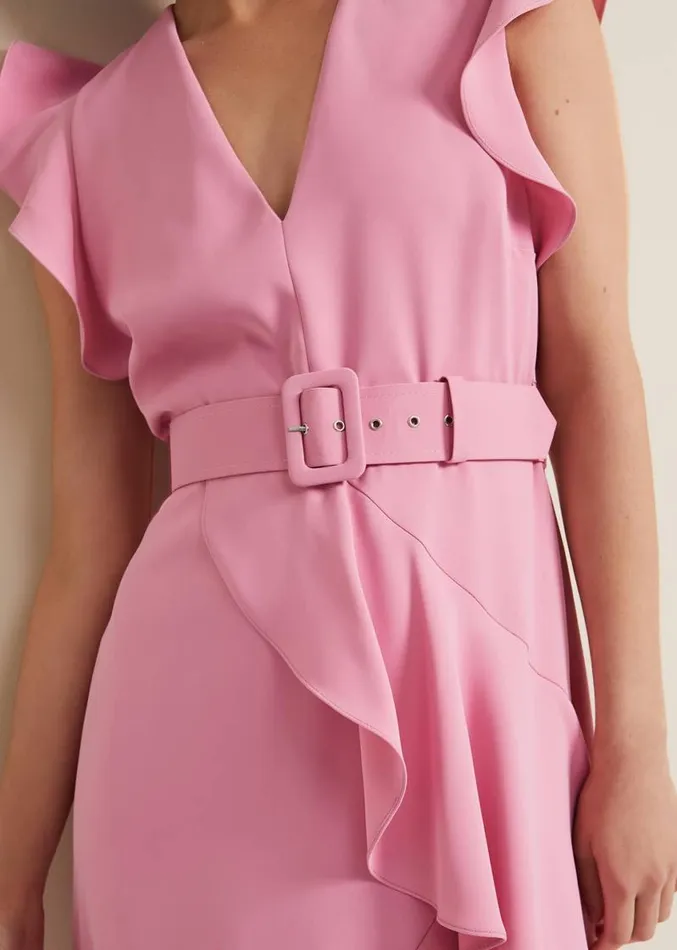 Phoebe Frill Maxi Dress Pink Women Phase Eight Dresses