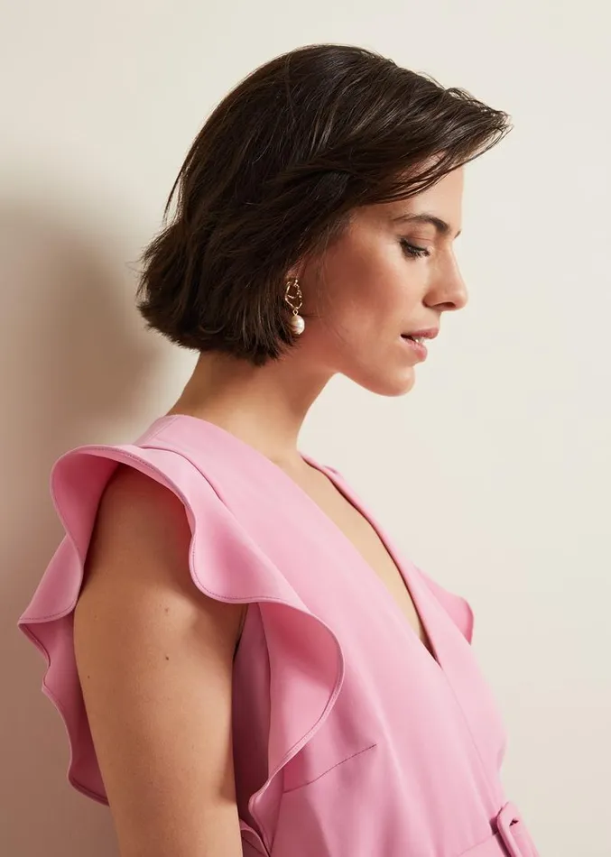 Phoebe Frill Maxi Dress Pink Women Phase Eight Dresses