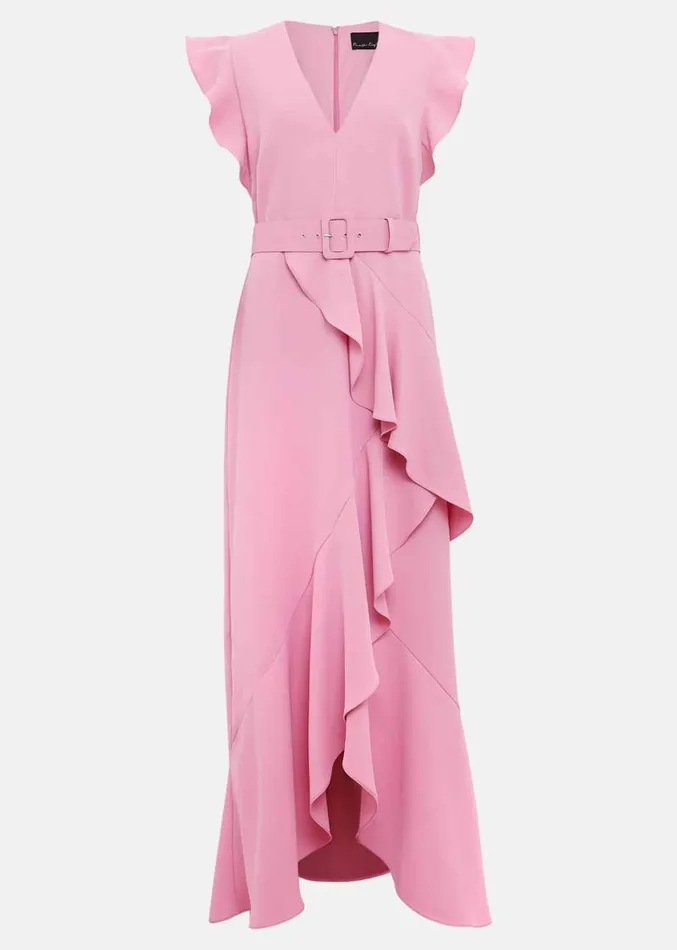 Phoebe Frill Maxi Dress Pink Women Phase Eight Dresses