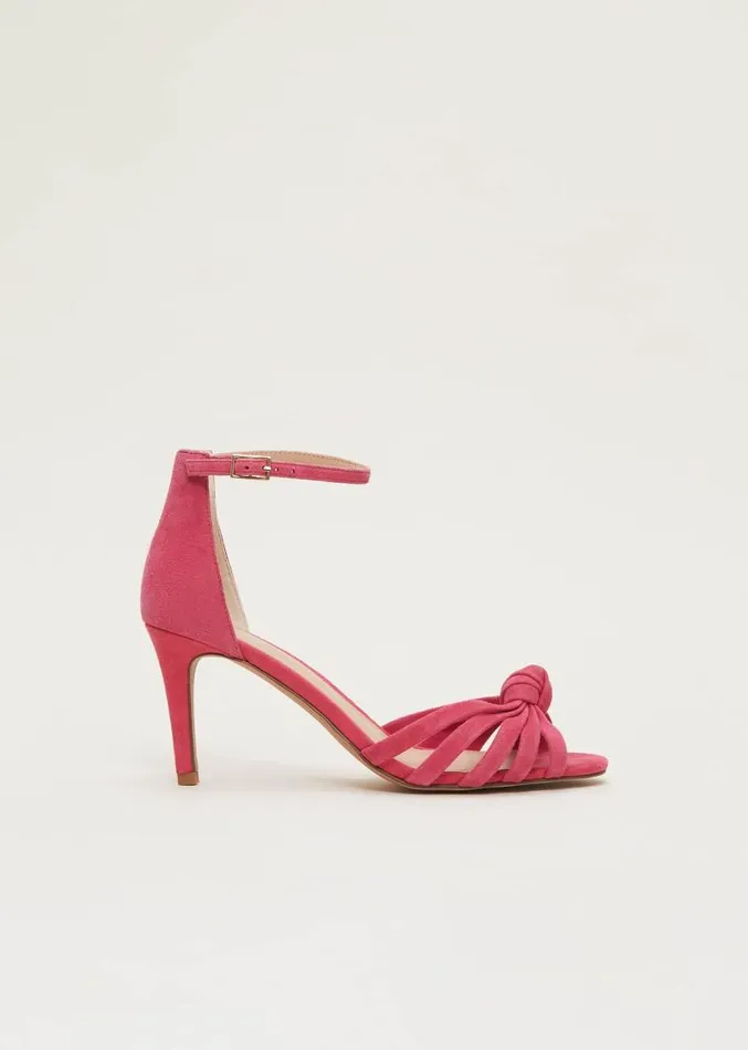 Pink Suede Open Toe Heels Raspberry Women Phase Eight Heels