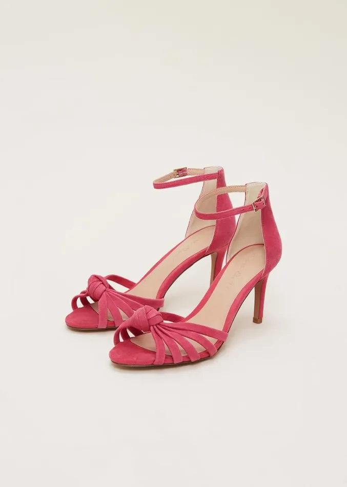 Pink Suede Open Toe Heels Raspberry Women Phase Eight Heels