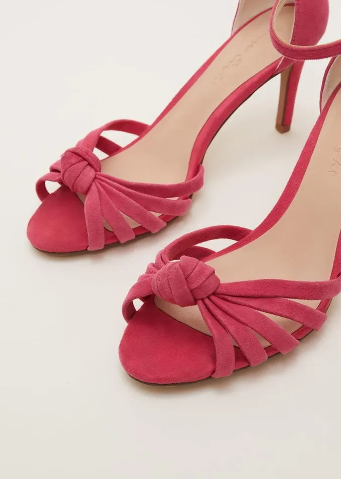 Pink Suede Open Toe Heels Raspberry Women Phase Eight Heels